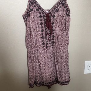 berry colored embroidered romper